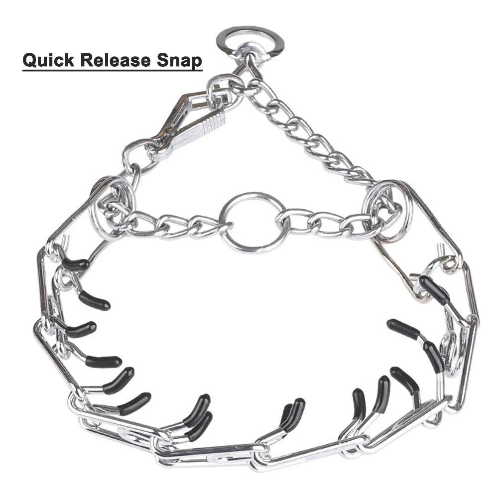 Quick Release Prong Dog Collar Chrome Plated Adjustable Metal No Pull Dog Training Collar Safe No Choke Pinch Collar for Dogs