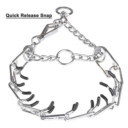 Quick Release Prong Dog Collar Chrome Plated Adjustable Metal No Pull Dog Training Collar Safe No Choke Pinch Collar for Dogs