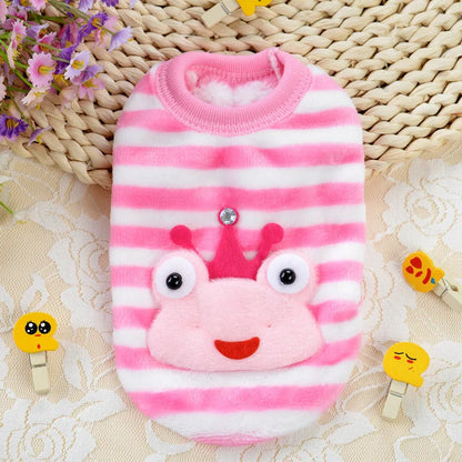 Cartoon Puppy Clothes Winter Warm Flannel Dog Vest Cat Bunny Chihuahua Sweater Cute Soft Mini Pet Apparel for Pig Rabbit Ferret