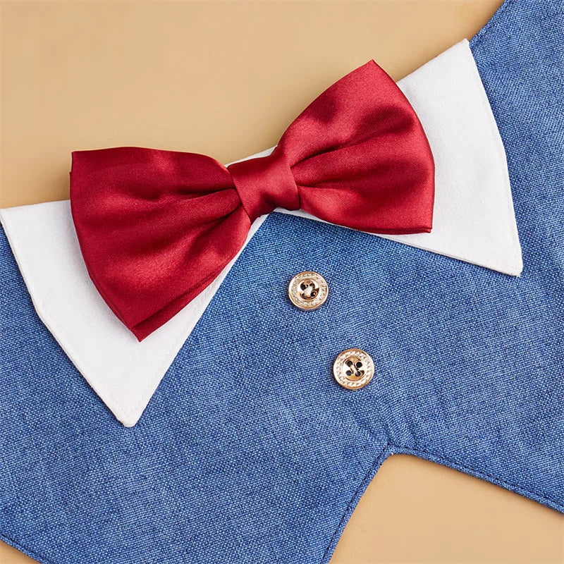 High Quality Puppy Big Dog Bibs Triangle Scarf Handsome Pet Wedding Suit Neck Accessories for Small Medium Dogs mascotas Costume