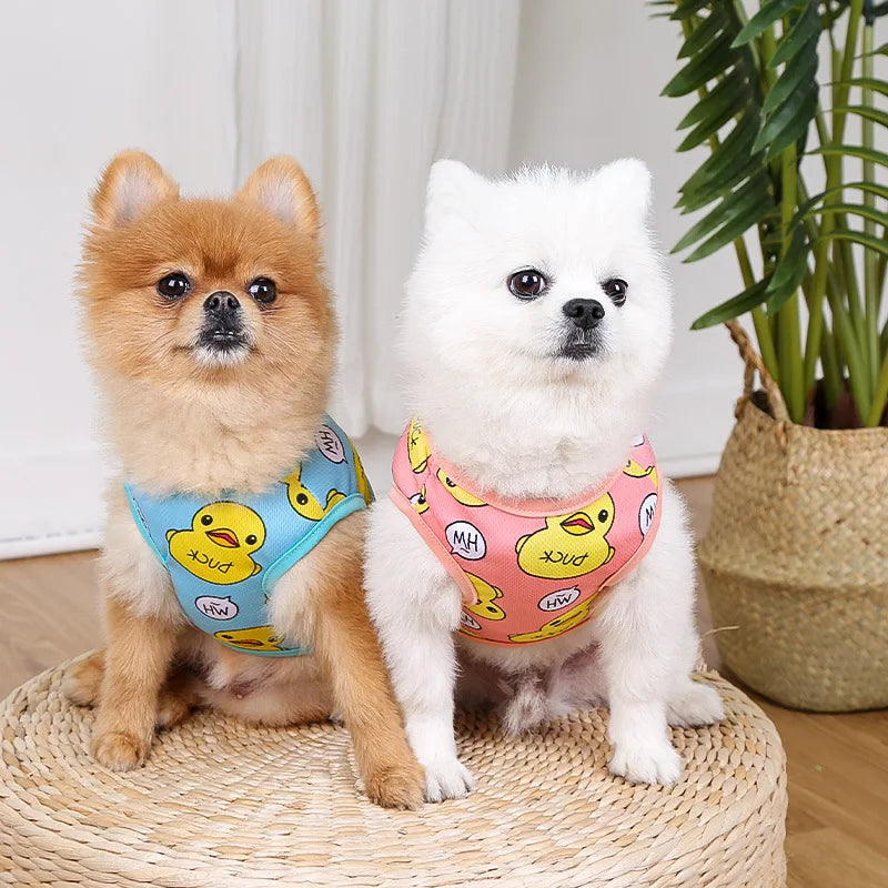 Yellow Duck Pet Dogs Summer Vest Spring Designer York Dog Clothing Sleeveless Overalls Cute Cartoon Breathable Clothes for Cats