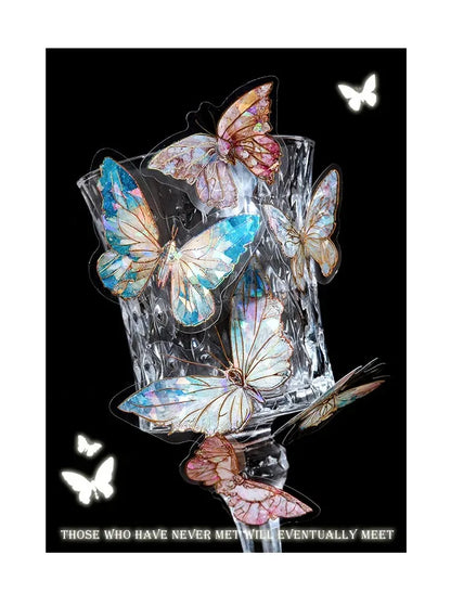 5Style 20pcs/pack INS Butterfly PET Sticker Pack Ice Crystal Laser Gold DIY Handbook Decoration 3D Scrapbook