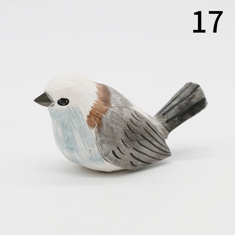 Wooden Bird Figurine Ornaments Handmade Carving Animals Miniature Crafts Art Decor Home Desktop Decoration Children Gifts
