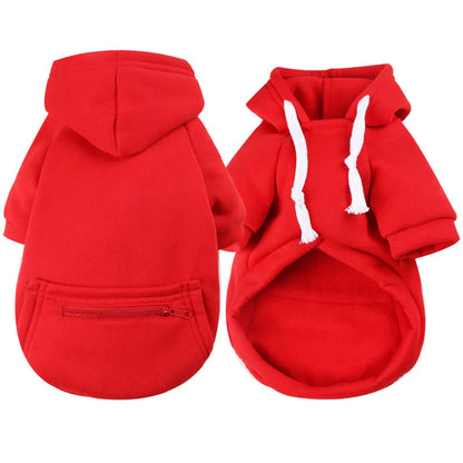 Warm Dog Clothes for Large Dogs Winter Pet Fleece Coat Sport Sweatshirt Hoodies with Snacks Pocket Gold Retriever Husky Apparel