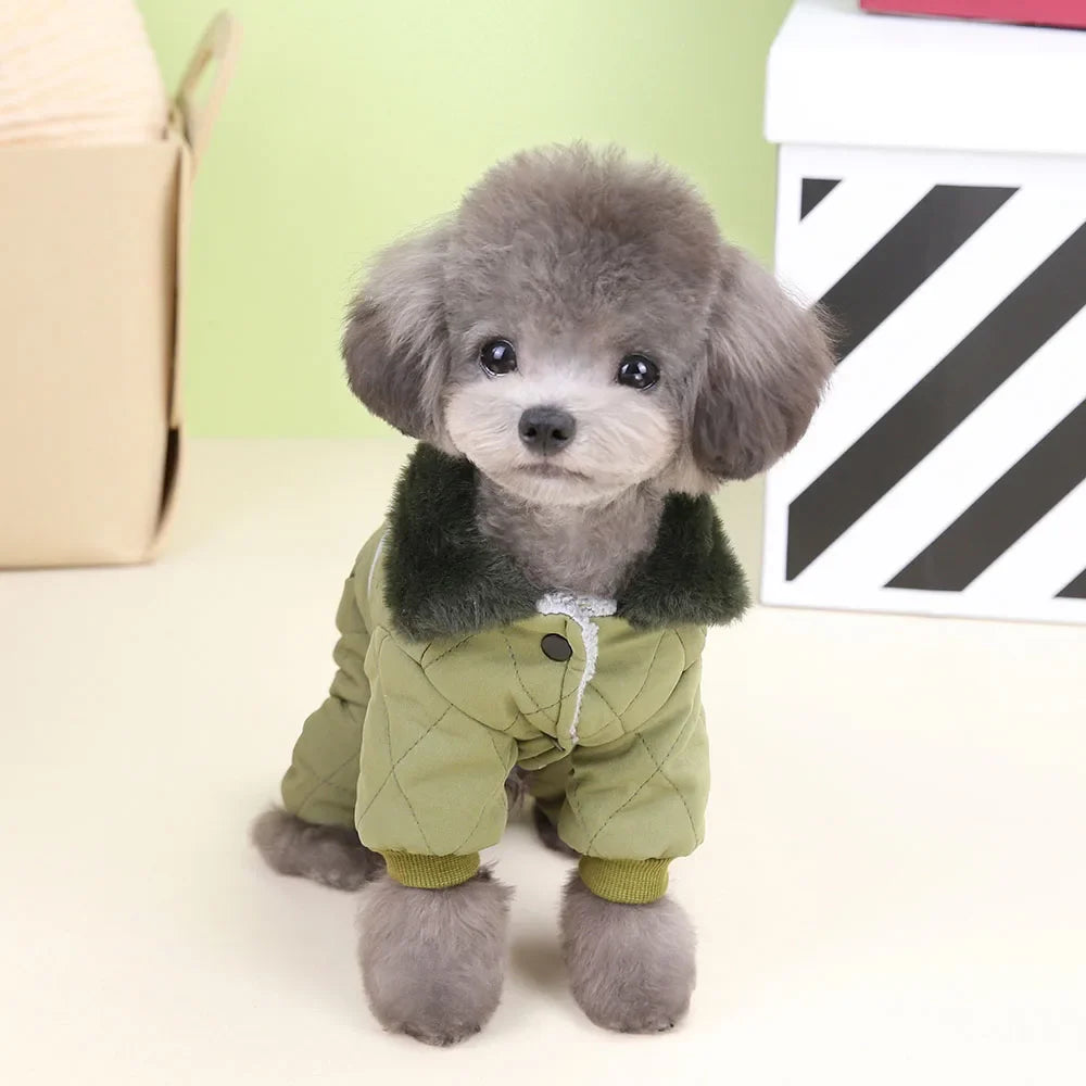Windproof Dog Jumpsuit Coat Winter Dog Clothes Warm Fur Collar Puppy Cotton Jacket for Small Medium Dogs Pet Chihuahua Costume