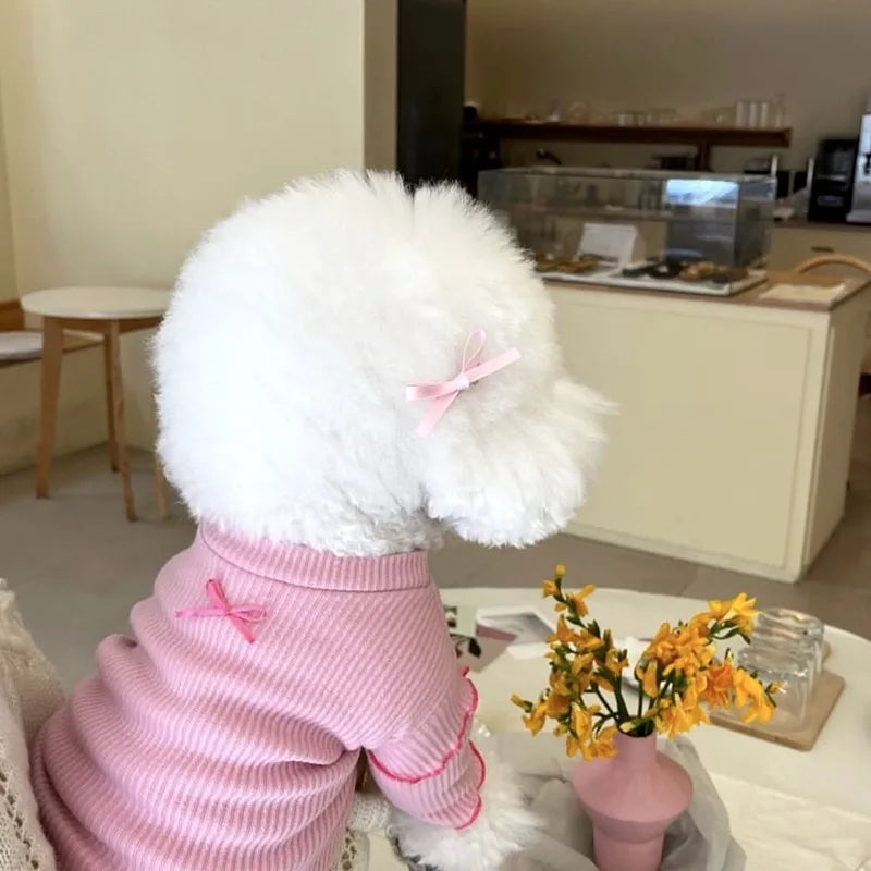 Cute Bow Dog Vest 2024 Dog Clothes Puppy Pullover Summer Pet Clothes Breathable Two-Legged Clothes Solid Color Cat Pet Products