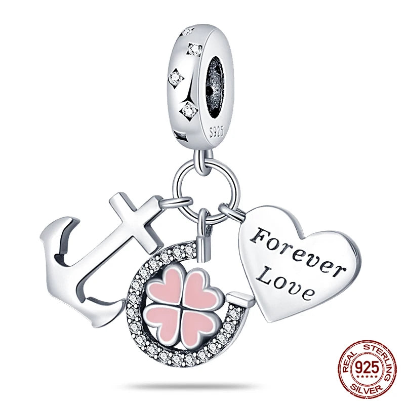 Fit Pandora 925 Original Bracelet 925 Silver Plate Flower Bird Series Charms Beads For Women Fashion DIY Jewelry Gifts Making