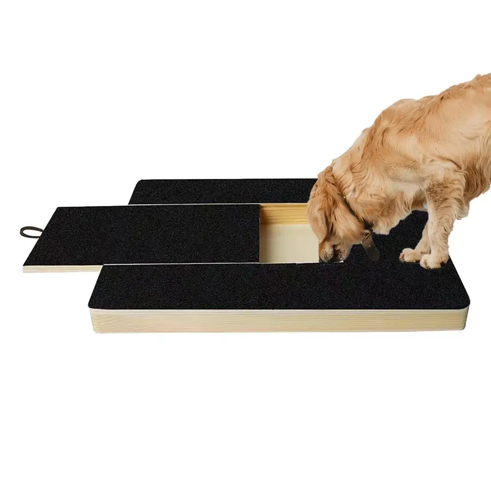 Dog Nail Scratch Board Adjustable Wooden Scratching Board with Built-in Treat Box Dog Nail File Board Self Scratcher Toy
