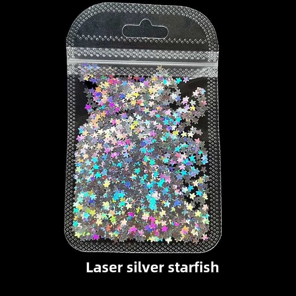 Cross-border Supply 10G BaG Laser Sequins Laser Four-pointed Star Butterfly Star DIY Crystal Glue Material