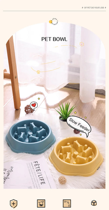 Slow Feeder Dog Bowls Slow Eating Pet Bowls Puzzle Anti-Gulping Interactive Bloat Durable Preventing Choking Healthy Dogs Bowl