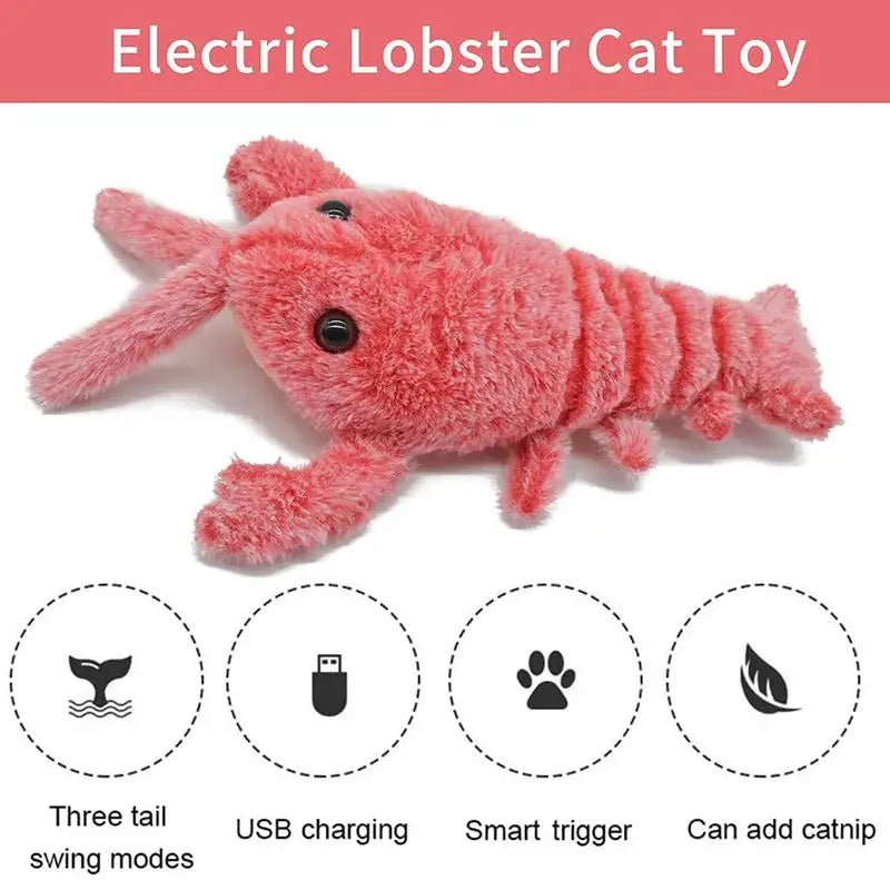 Pet Electric Plush Toy Puppy Dog Cat Interactive Plush Lobster Electric Toy Rechargeable Pet  Toy With Removable Catnip Bag