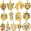 Juya 18K Real Gold Plated Cubic Zircon Bear Lion Bird Tiger Panther Head Leopard Charms For DIY Pendant Necklace Bracelet Making
