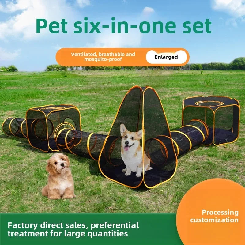 Amazon new outdoor cat with road outdoor dog tent dog game channel pet cage dog cage cat cage pet pass