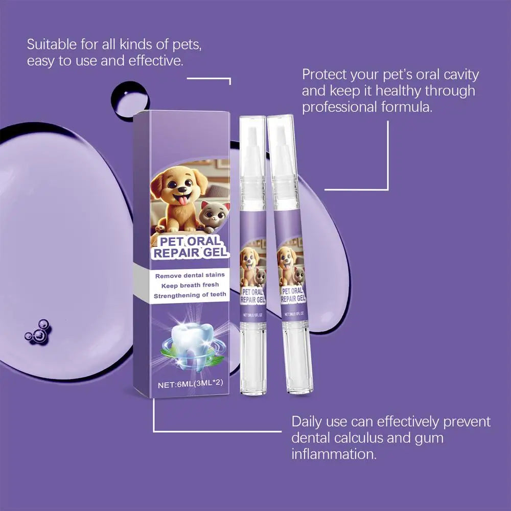 Pet Oral Repair Gel For Dogs Dog Oral Care 2X Care Cleaner Repair Gel Repair Gel Without Brushing For Eliminate Bad Breath