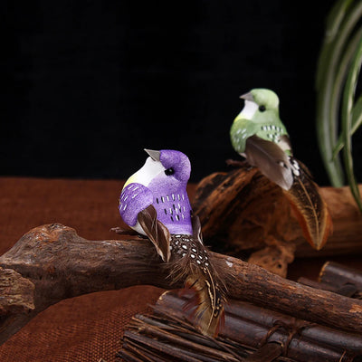 6pcs Christmas Tree Simulation Birds Perched Woodland Fake Feather Birds Garden Decoration Outdoor Garden Party Prop Decoration