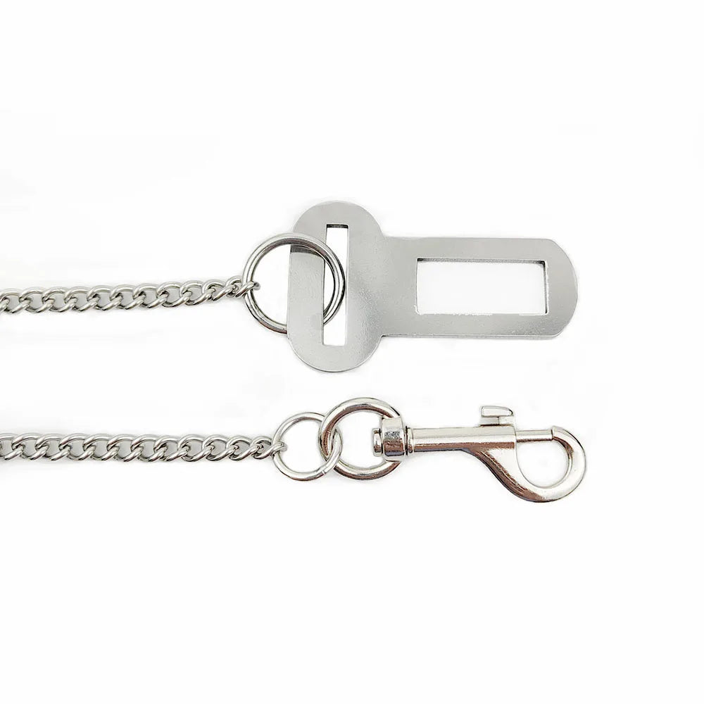 Dog Seatbelt Dog Car Seat Belt Stainless Steel Chew Proof Dog Car Seat Belt Car Harness Safe Chain Car Leash for Pet Puppy Dogs