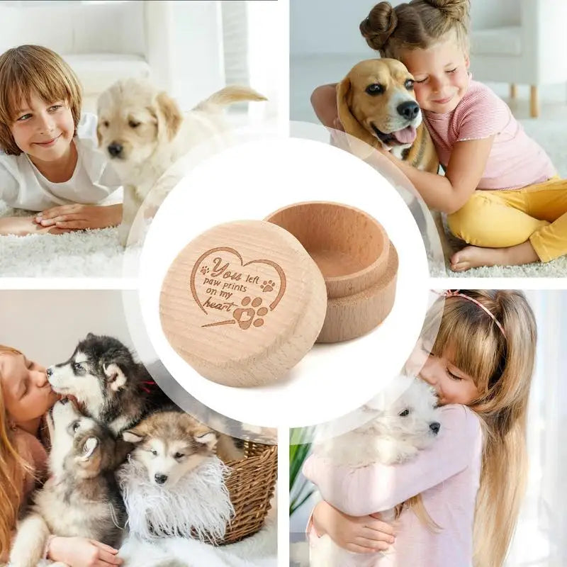 Pet Hair Keepsake Box Dog Cat Hair Ashes Container Pet Storage Box For Dog And Cat Ashes Wooden Engraved Dog Tooth Box Dog Ashes