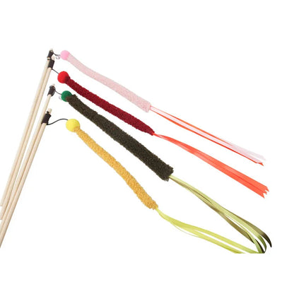 Cat Toy Cat Teaser Sticks Teasing Cats Stick Cats Toys Strips Ribbons Tassels Pet Cats Self-hi Interactive Biting Pet Supplies.