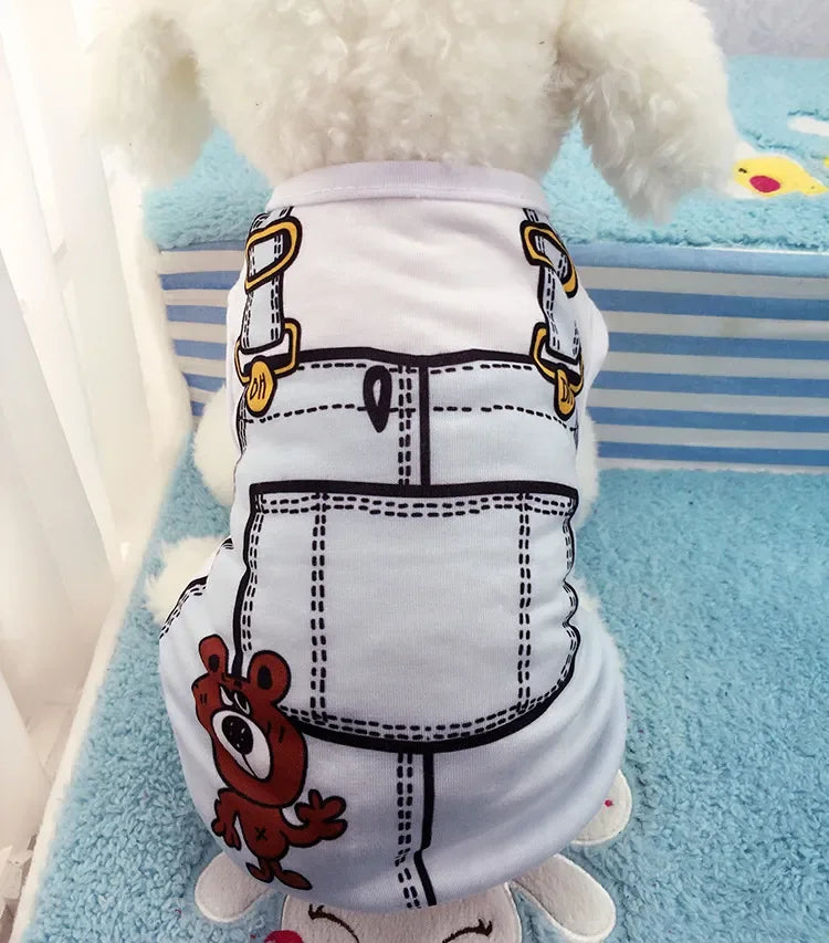 Wholesale Small Pet Dog Clothes Vest Down Jacket Cartoon Cute Chihuahua Tshirt Puppy Yorkshire Terrier Puppy Bulldog Ropa Perro