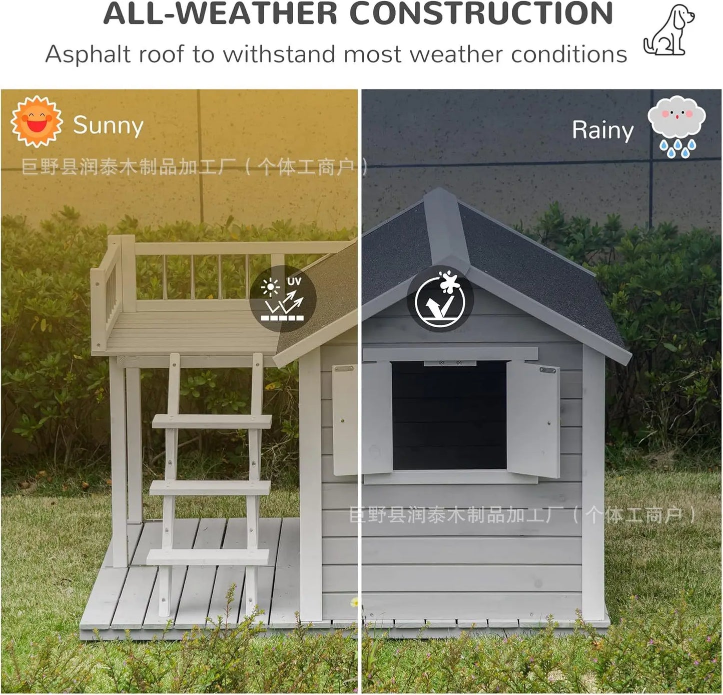 Outdoor rain and sun protection Solid wood dog house Dog house Preservative wood Pet nest Universal warm cat kennel Kennel