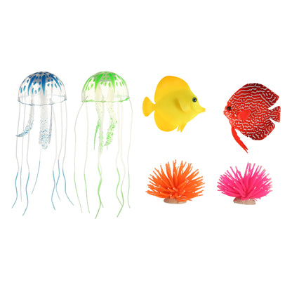 UXCELL Luminous Mushroom Plants Glowing Coral Plastic Artificial Aquarium Fluorescence Deco Ornament Fish Tank Accessories
