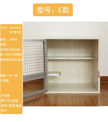 Squirrel Dragon Cat Dog Cat Iron Cage Wooden Cabinet Cage Ecological Board Ice Nest Stainless Steel Net Villa Non-acrylic Cage