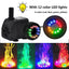 W Ultra Quiet Submersible Water Fountain Filter Fish Pond Aquarium Water Pump Tank Fountain With 12 Lights