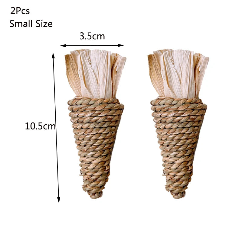Natural Straw Rope Carrot Hamster Molar Chew toy Small Pets Toys For Hamster Rabbit Grinding Products Gnaw Toy Supplies New