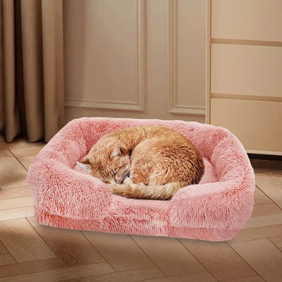 Cozy Plush Dog Sofa Bed Square Beds Washable Warm Pet Cushion Orthopedic Lounger Fluffy With Zipper Cover