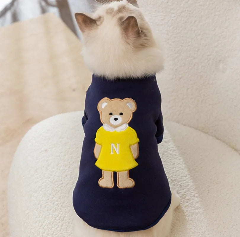 Cute Dog Clothes Bear Letter Print Pet Dog Hoodies Puppy Warm Coat Autumn Winter Dog Sweatshirt Chihuahua Apparel Cat Dlothing