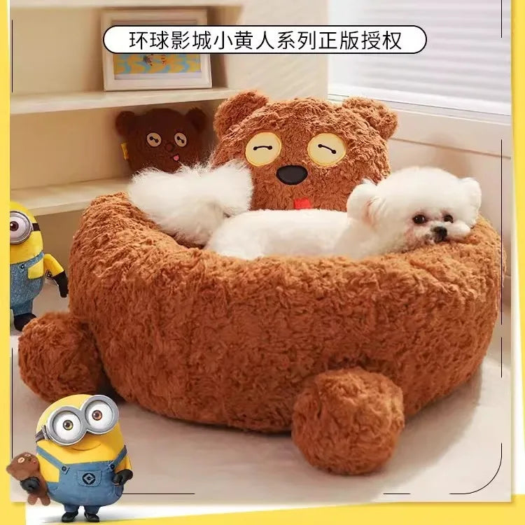 Minions joint series TIM bear pet litter cat litter winter warm kennel small dog teddy pet supplies