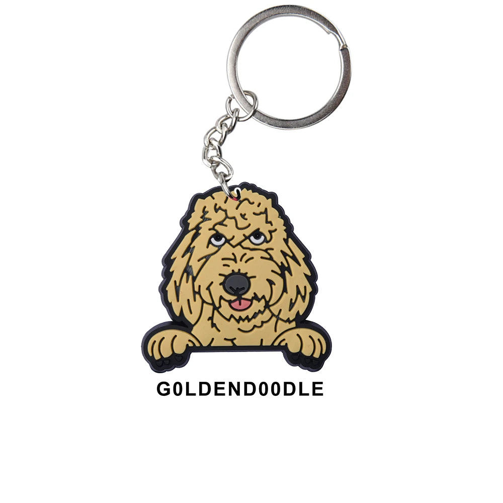 Cartoon Cool Dogs Keychains Bulldog English Springerspaniel Keyrings Maltese Greyhound Key Chains Husky Keeshond Key Rings Gifts