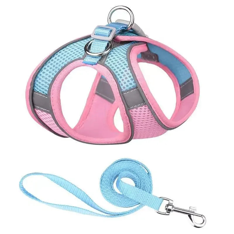 Pet dog Harness Leash Set for Small Dogs Adjustable Puppy Harness Vest French Bulldog Chihuahua dog harness and leash set  puppy