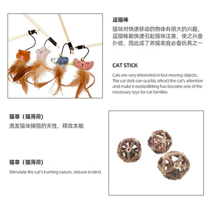 Cat Toy Cat Teaser Sticks Rainbow Rope Funny Cat Stick With Catnip Cat Deboring Interactive Toys Pet Products Funny Cat Stick