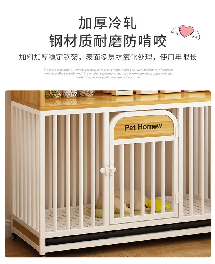 Dog cage household indoor with toilet pulley exquisite workmanship small medium and large dog cage reinforced kennel villa heigh