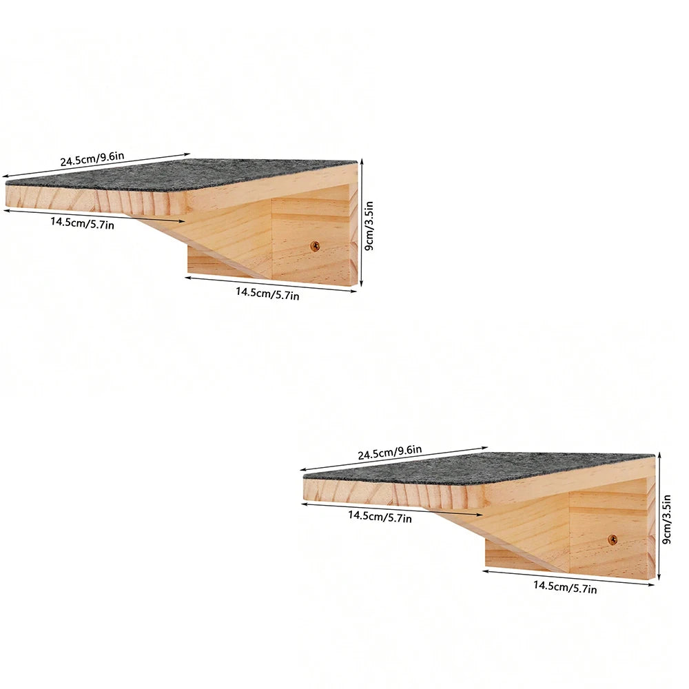 Cats Tree Climbing Shelves Cat Perch Wall-Mounted Wooden Platform For Cats & Kitten Big Steps Scratching Post For Grinding Claws