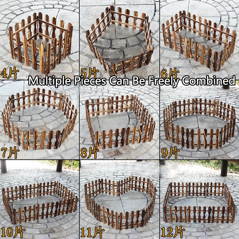 Wooden Fencing Barrier DIY Mini Landscape Crawling Small Pet Turtle Fence Balcony Landscape Barrier Accessory Indoor Courtyard