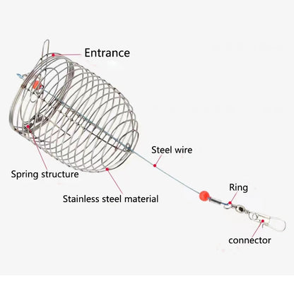 Stainless Steel Aquarium Small Fishing Bait Feeder Fish Tank Crystal Shrimp Dry Food Feeding Fishing Lure Cage Trap Basket