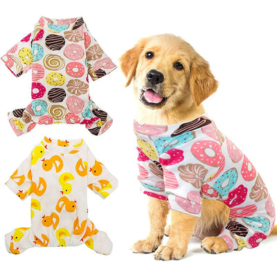 Pet Clothing Warm Cotton Dog Pajama Yellow Duck Soft Material Stretchable Dog Pajamas Onesie Pet Pjs Dogs Apparel for Small Dogs