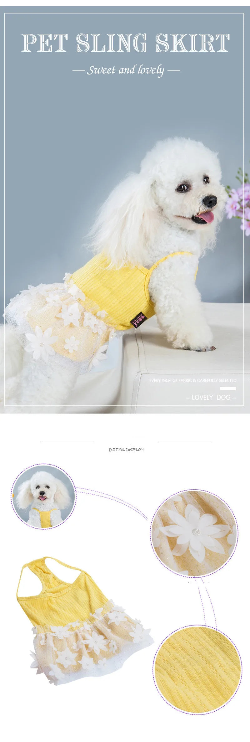 Floral Lace Dog Cat Dress Vest Flowers Design Pet Puppy Shirt Skirt Princess Halter Dress Mesh Gauze Bouffant Dress Pet Clothes