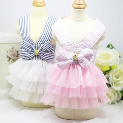 10PCS Pets Accessaries Dogs Cats Princess Flower Lace Dress For Pet Wedding Party Spring Summer small Teddy girl ropa para perro