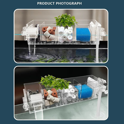 Fish Tank Waterfall Filter Box Wall Mounted Built-in Silent Circulating Water Purifier For Fish Tank Aquarium With Water Pump