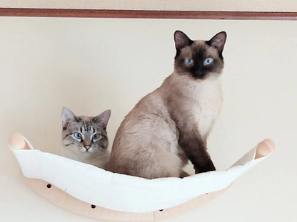 Cat Tree Tower Wooden Cat Climbing Shelves Cat Hammock Safe Perch Detachable & Easy-cleaning Wall Mounted Ladders Pet Furniture