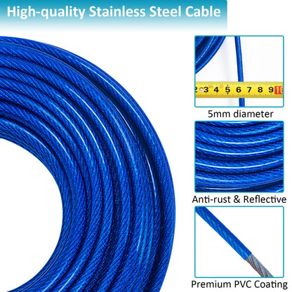 Dog Tie Out Cable Leash with Spring, Double-Headed Steel Wire Rope, Outdoor Dogs Straps, Running Rope for Small Big Dogs
