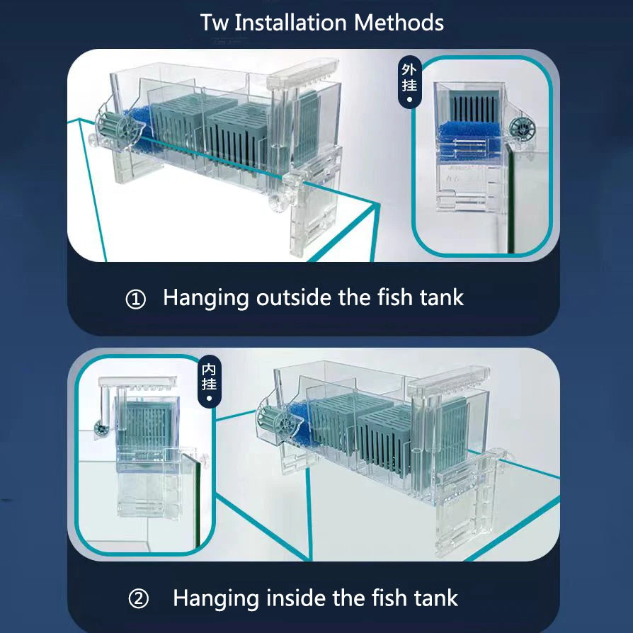 New Fish Tank Waterfall Filter Box Wall Mounted Built-in Silent Circulating Water Purifier For Aquarium Tank Box With Water Pump