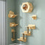 Wooden Wall Mounted Cat Climbing Shelf Scratching Post with Ladder or Cat Hammock Pet Cat Furniture for Grinding Claws and Perch