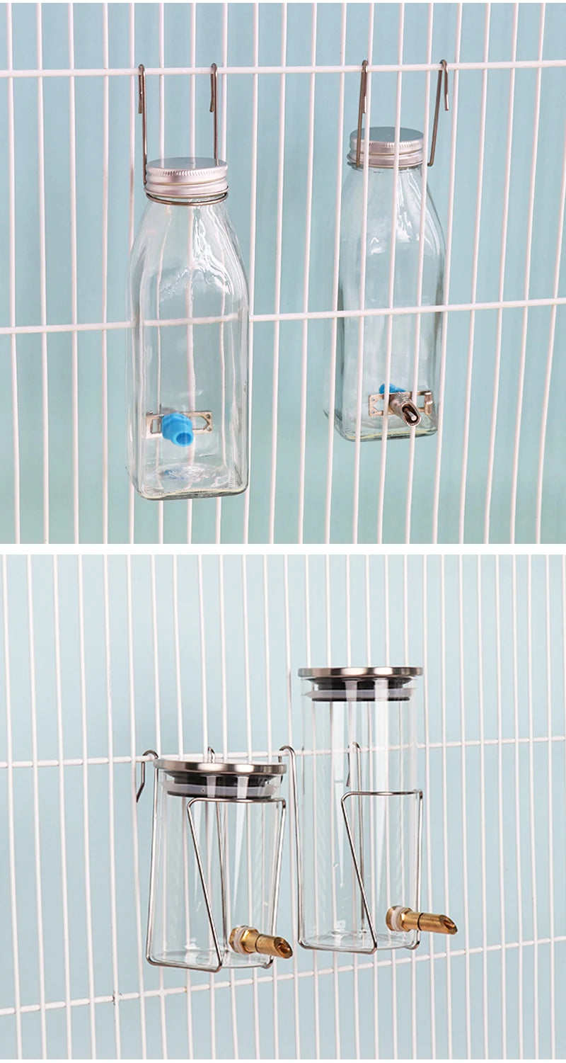 Glass Fine Needle Striker Water Bottle Anti-bite Chinchilla SquirrelTwig Rat Hedgehog Glider Hamster Water Feeder Dispenser