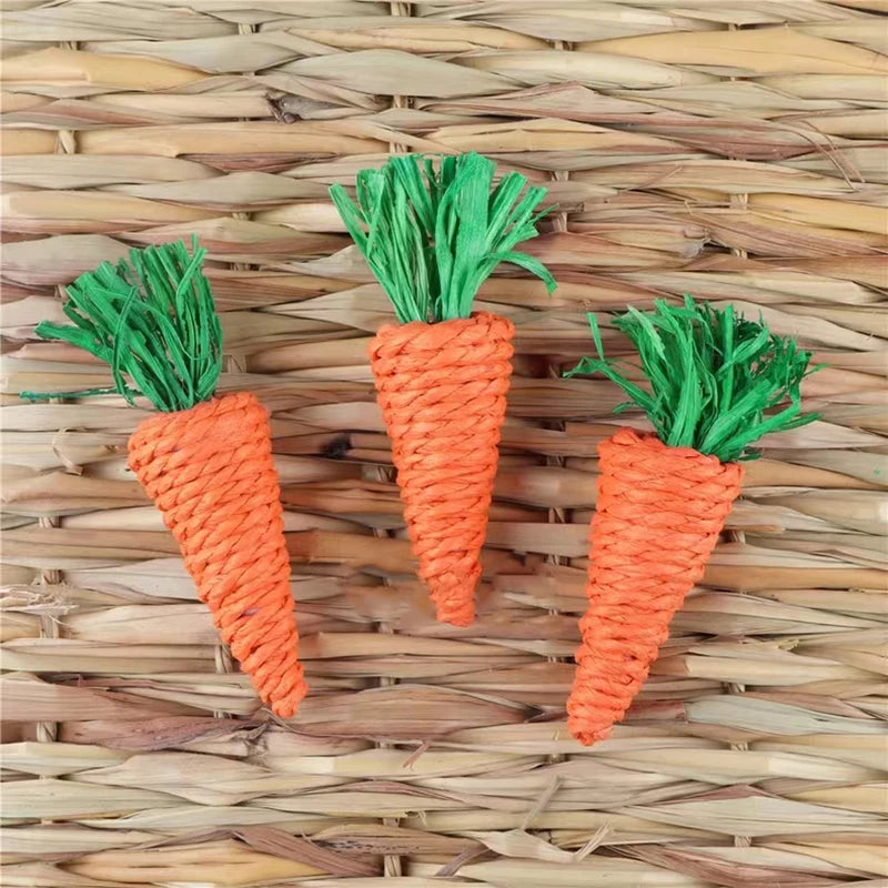 Natural Straw Rope Carrot Hamster Molar Chew toy Small Pets Toys For Hamster Rabbit Grinding Groducts Gnaw Toy Supplies