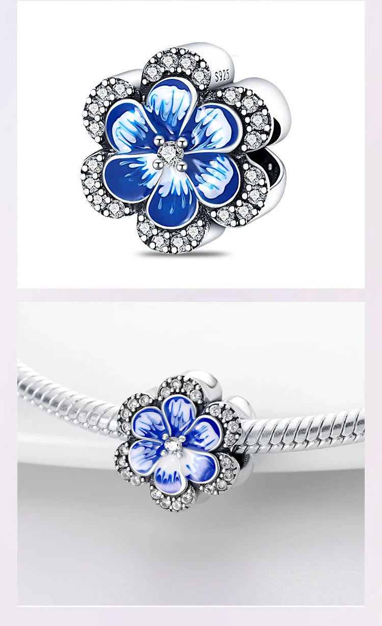 Fit Pandora 925 Original Bracelet 925 Silver Plate Flower Bird Series Charms Beads For Women Fashion DIY Jewelry Gifts Making