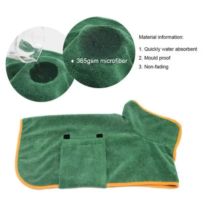 Dog Bathrobe Fast Drying Towel Microfiber Absorbent Soft Bath Robe Adjustable Towel Grooming Coat Dog grooming Pet Accessories